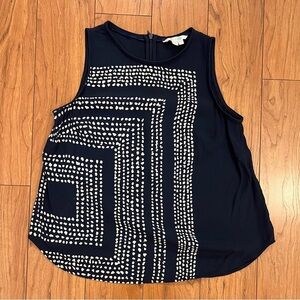 Boden Sz 6 Abstract Dots Square Pattern Sleeveless Blouse Top Anthropologie Blue